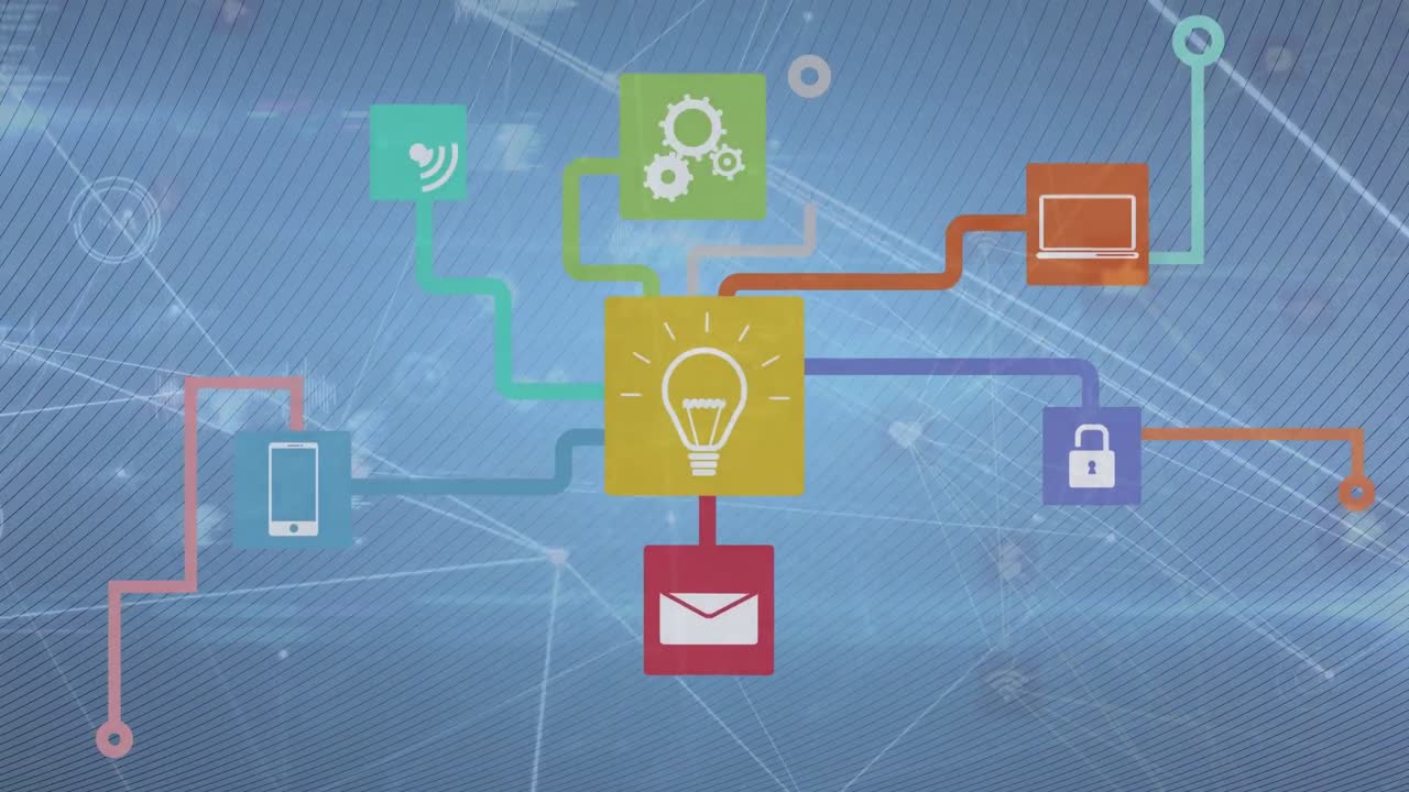 데이터 처리에 대한 미디어 아이콘의 애니메이션