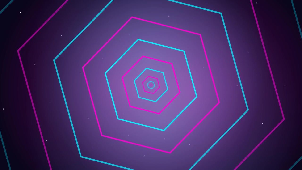 Neon Hexagon Tunnel Motion Background