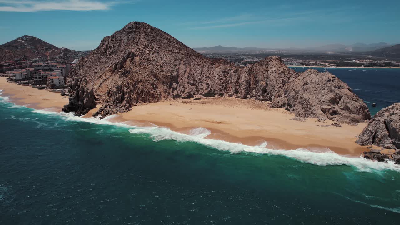 Aerial view of the natural Arch rock formation at Land’s End in Cabo San Lucas