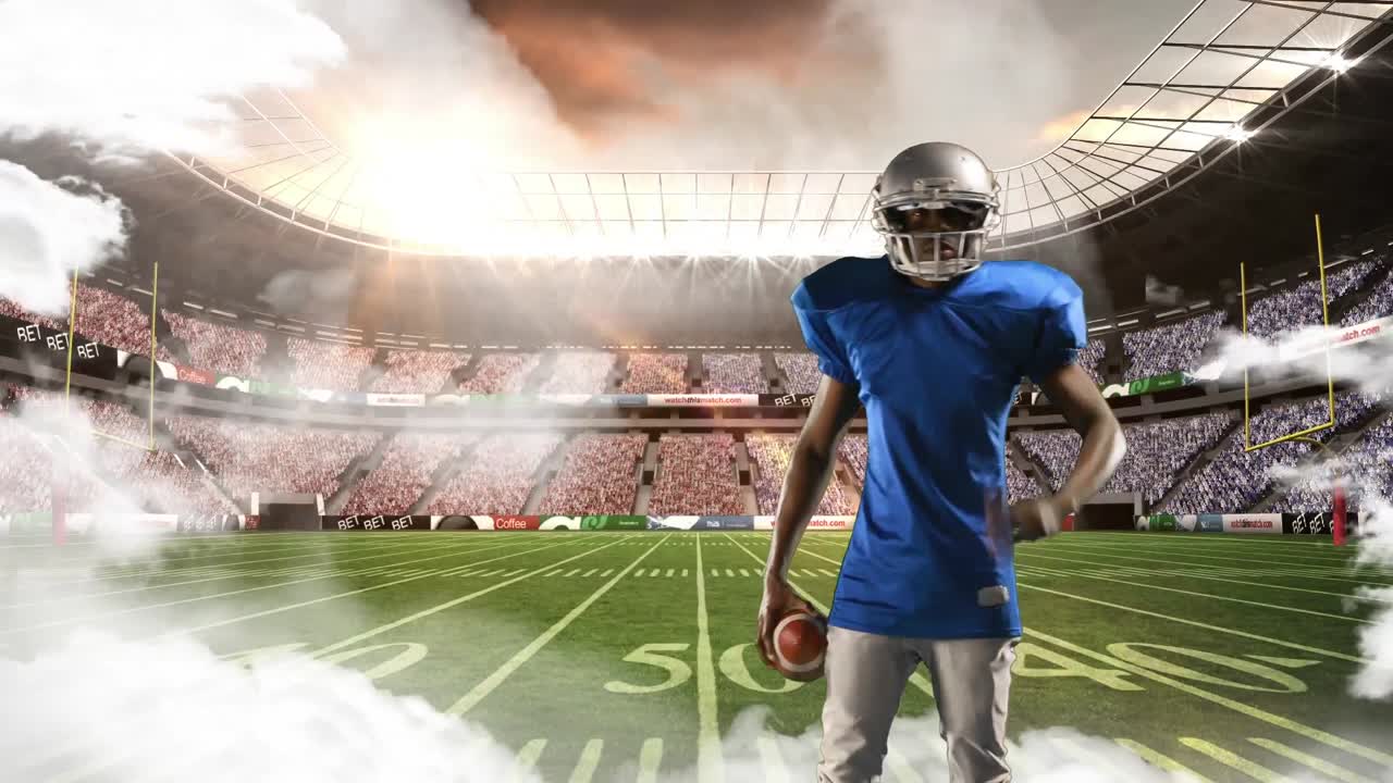 Giocatore di football americano con un'espressione seria