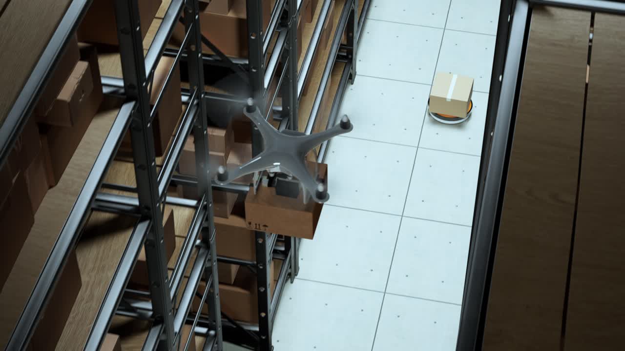 entrega de drones en el almacén