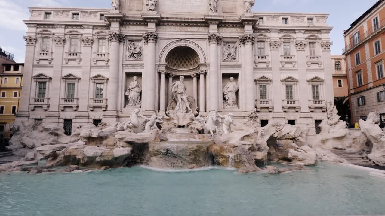 Majestic Trevi Fountain in Rome with clear skies and stunning architecture captured during bright afternoon hours