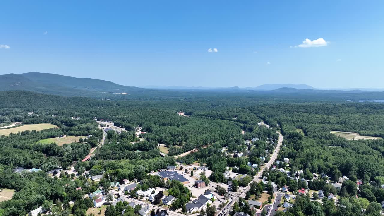 Conway, New Hampshire town on a summer day in the White Mountain National Forest