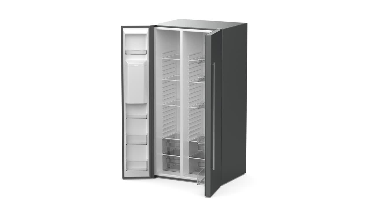 el refrigerador grande está vacío.