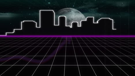 animación de la ciudad digital sobre formas y estrellas