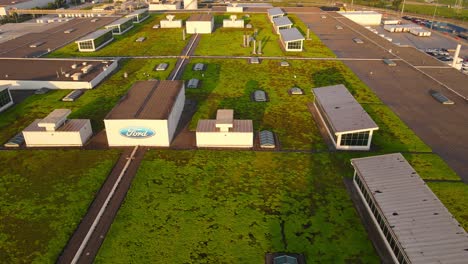 ford rouge complex, dpt final assembly - where they build electric f-150 pickup truck during golden hour