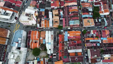 colorful roofs of old part of asian city