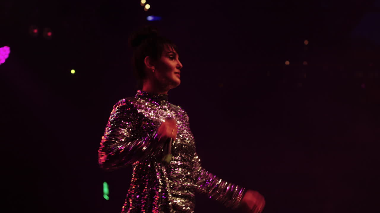 A Female Singer Performing on Stage at a Concert