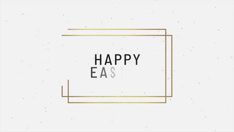 happy easter with retro gold frame on fashion white gradient