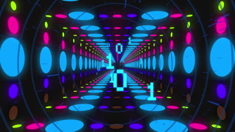 animación del procesamiento de datos a través del túnel de neón.