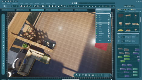 activos que se mueven en modelado 3d interfaz de software de diseño arquitectónico