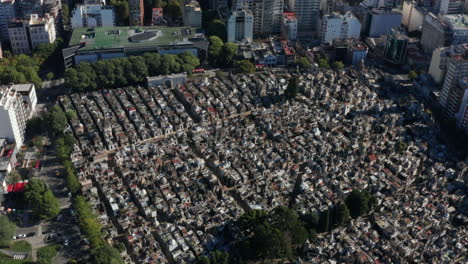 aerial - recoleta cemetery, buenos aires, argentina, scenic spinning shot