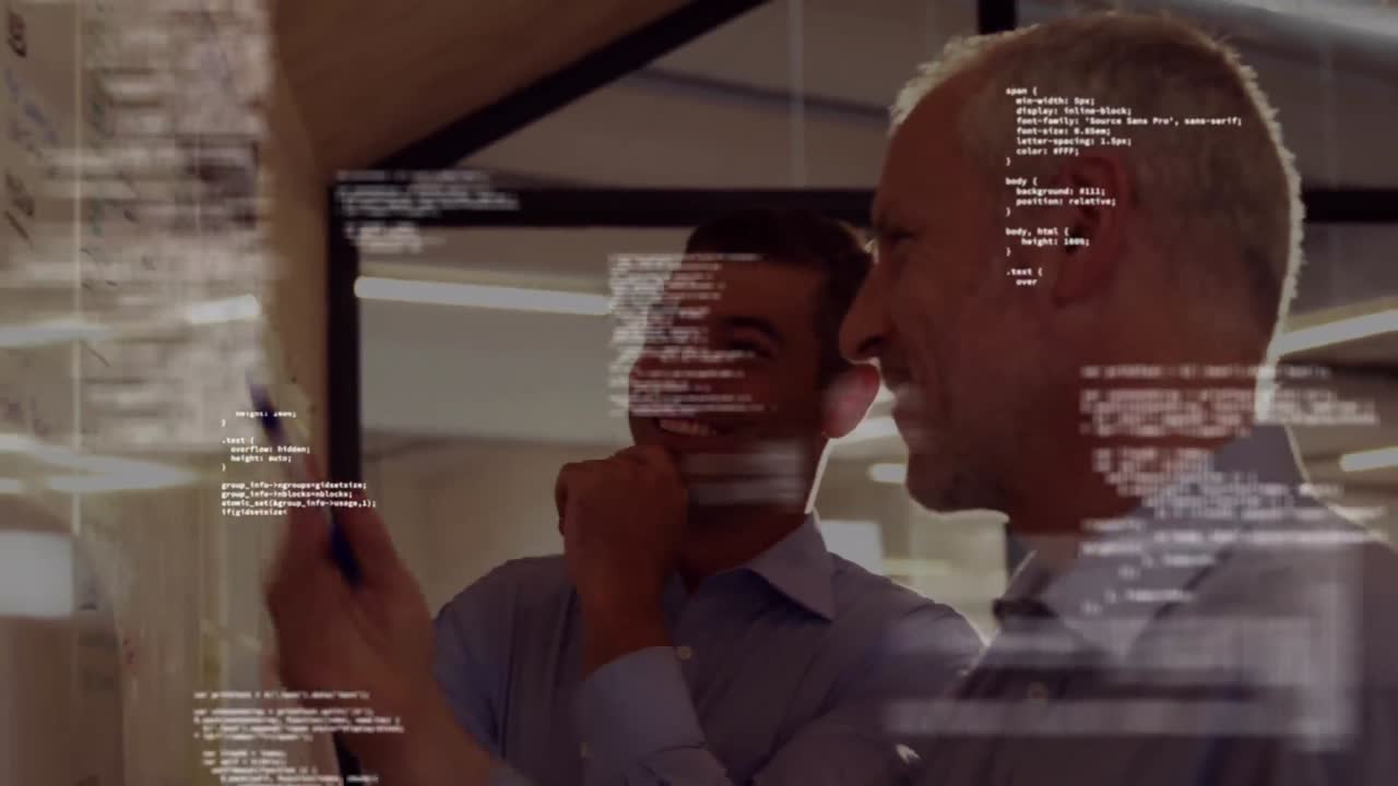 Animation of data processing over diverse business people