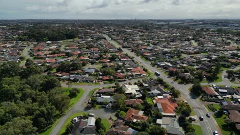 Luftaufnahme-Der-Städtischen-Landschaft-Des-Vorstädtischen-Stadtbildes-In-Perth,-Westaustralien