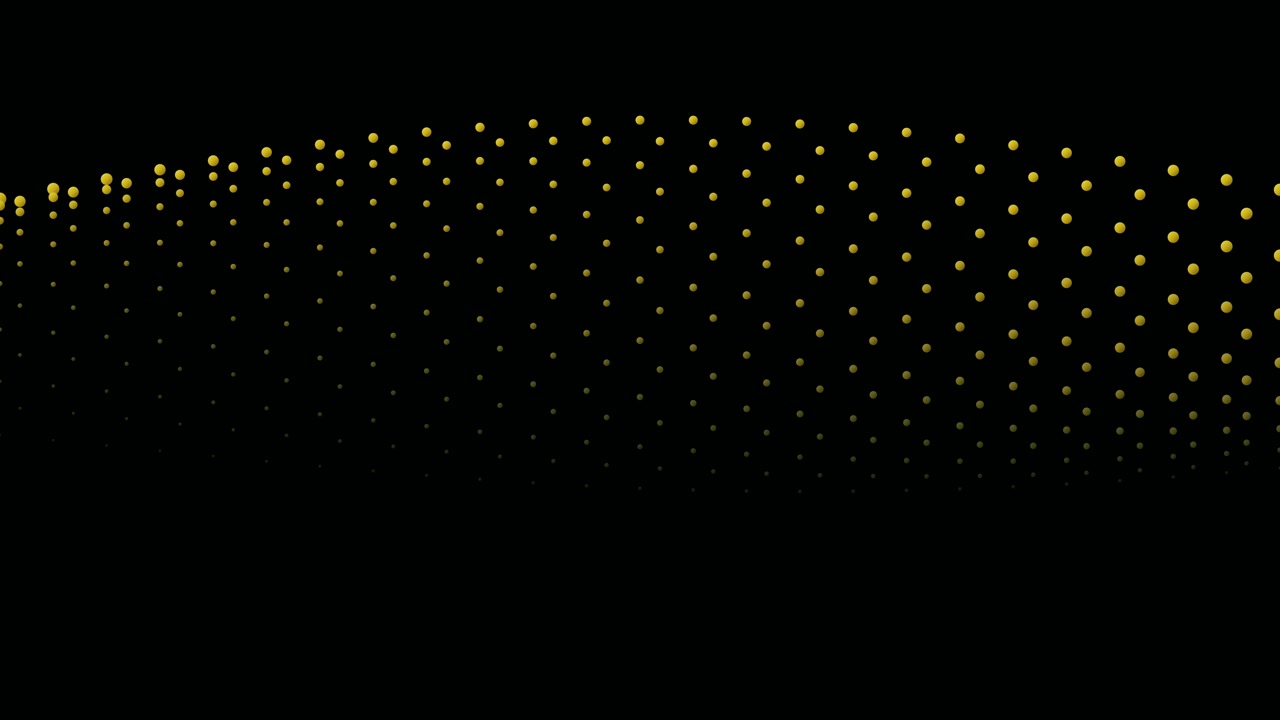 Abstract Wave of Golden Dots Moving on Black Background