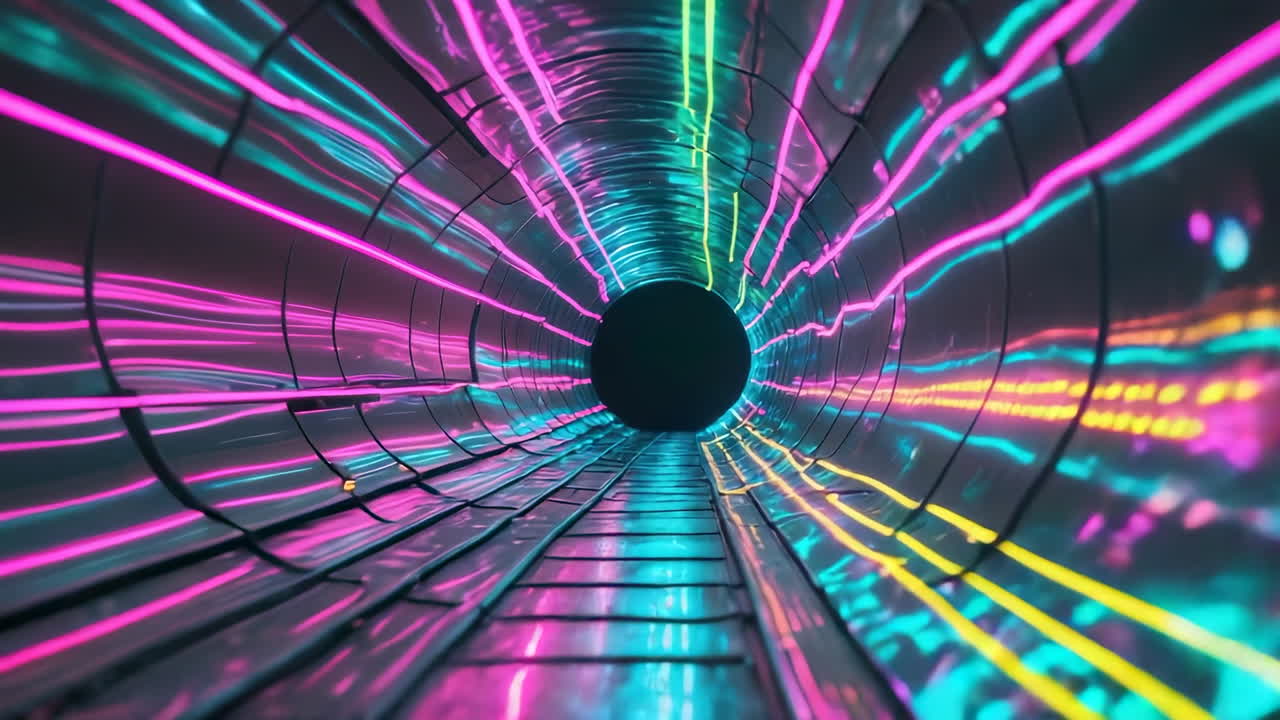 Vibrant Neon Light Tunnel Abstract Background