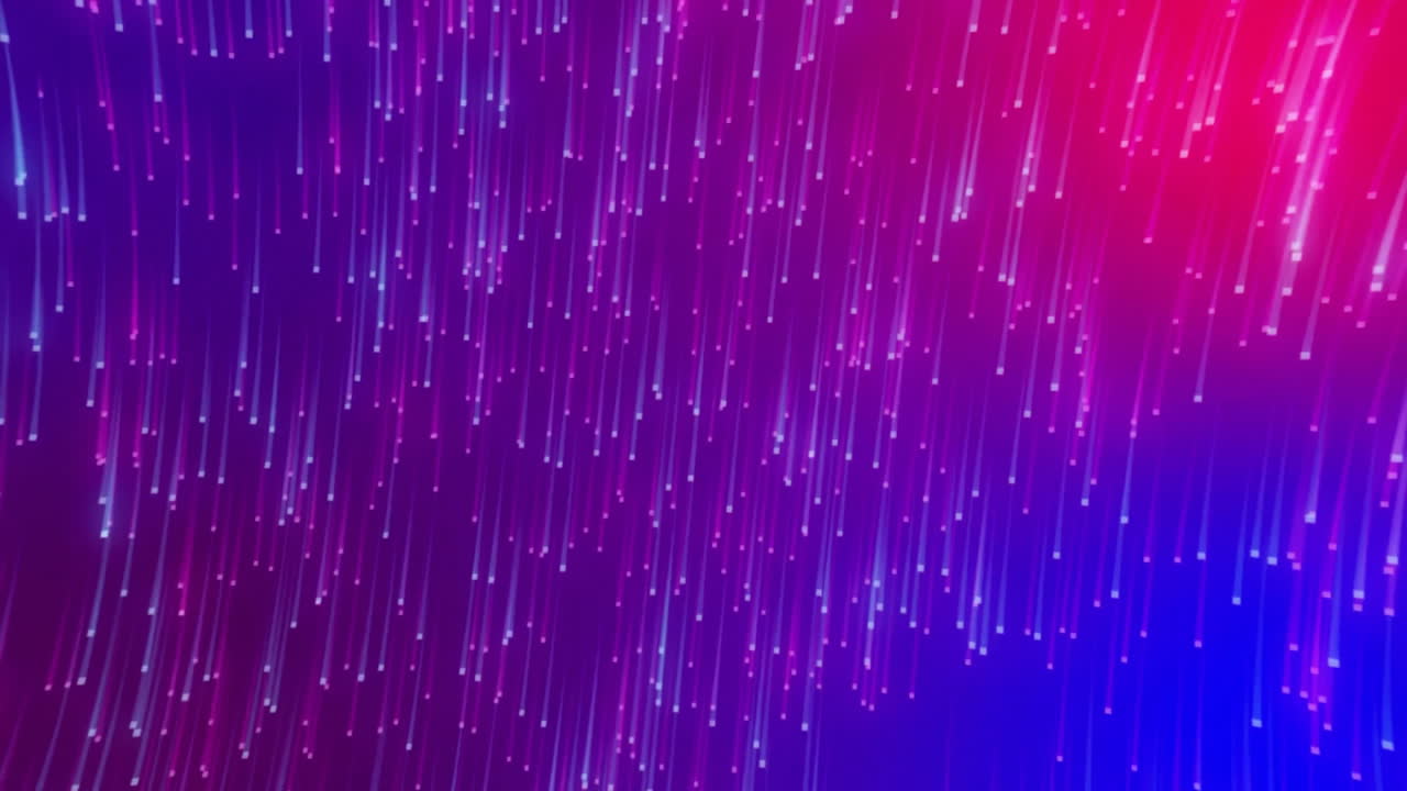 Animation of glowing light spots moving over blue and purple background