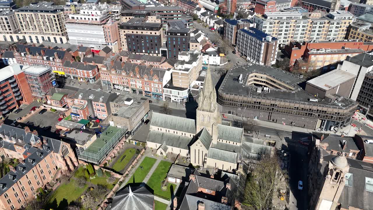 St Barnabas Cathedral Nottingham UK drone,aerial