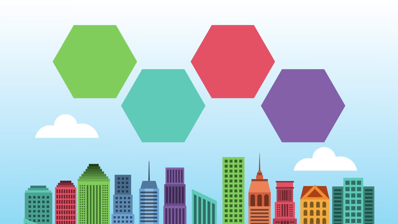 도시 풍경 건물 도시 풍경 비디오