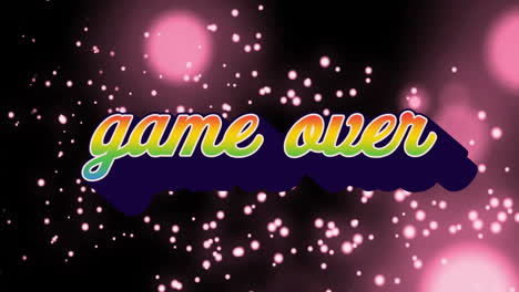 game over text animation over pink and black sparkling background