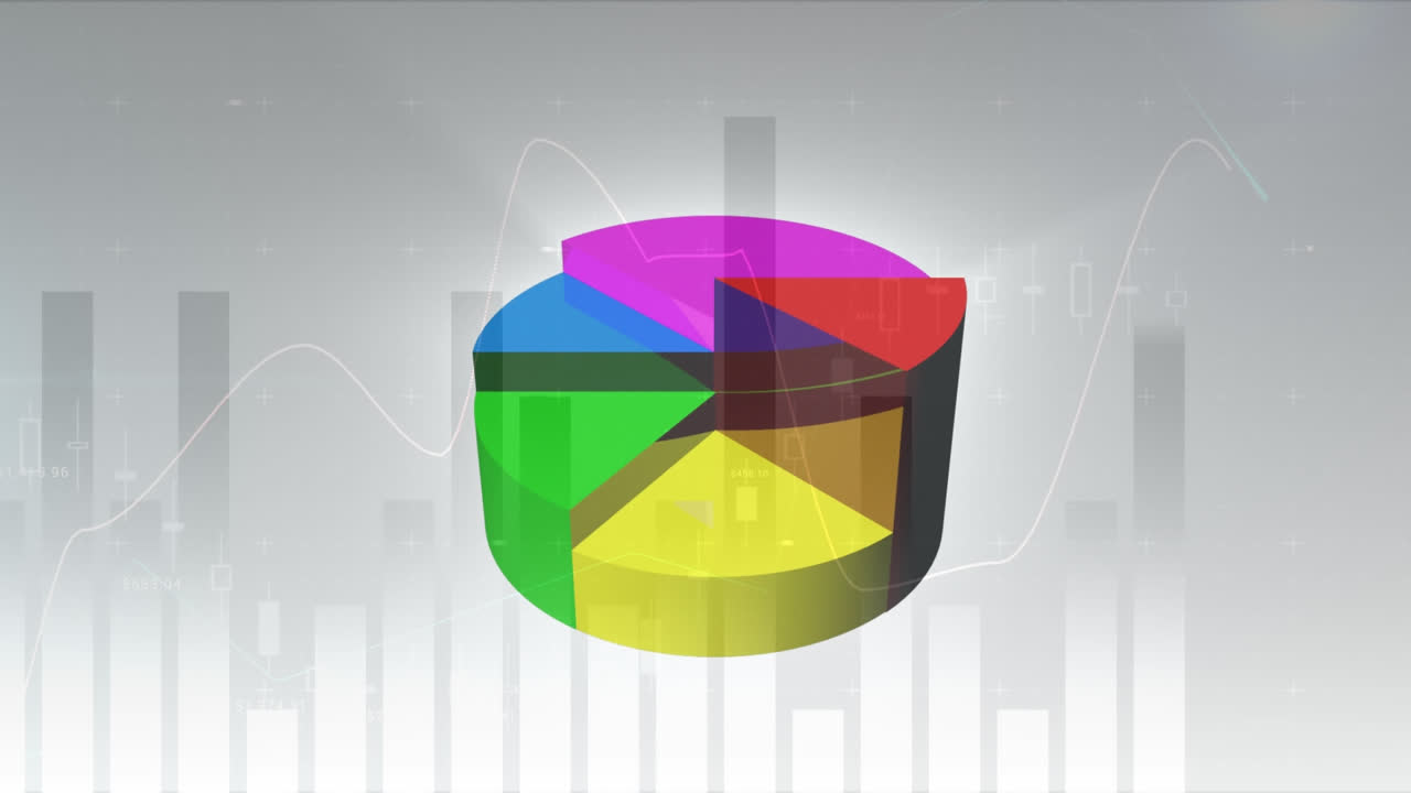 Digital composite of Colourful 3d pie chart 