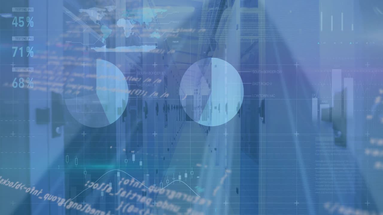 풍력 터빈을 통해 통계 및 데이터 처리의 애니메이션