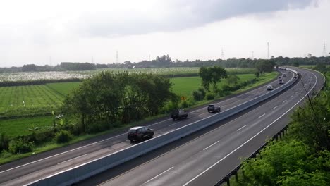 Scenic-View-of-Cipali-Cikampek-Palimanan-Toll-Road,-Cirebon-West-Java,-Indonesia,-Asia