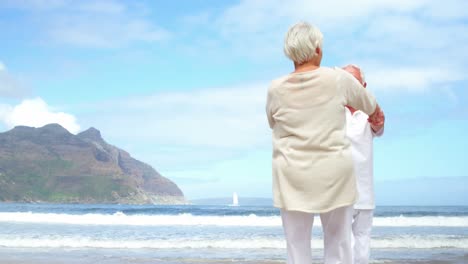 Happy-senior-couple-dancing-on-the-beach