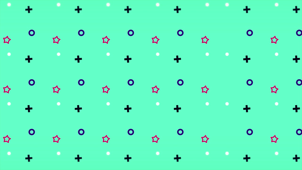 Animated Geometric Pattern with Stars and Circles on Mint Green Background