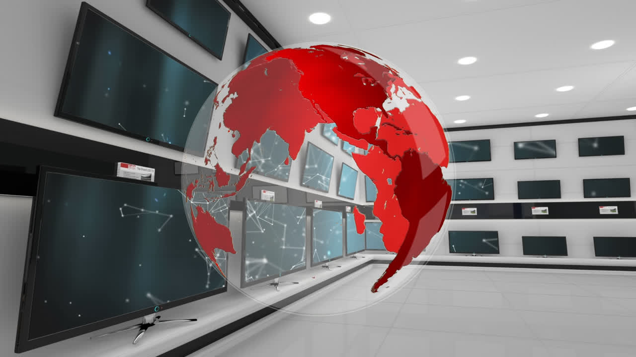 tv와 함께 벽 위의 지구의 애니메이션