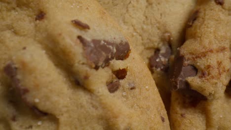 macro chocolate chip cookie spinning from the top