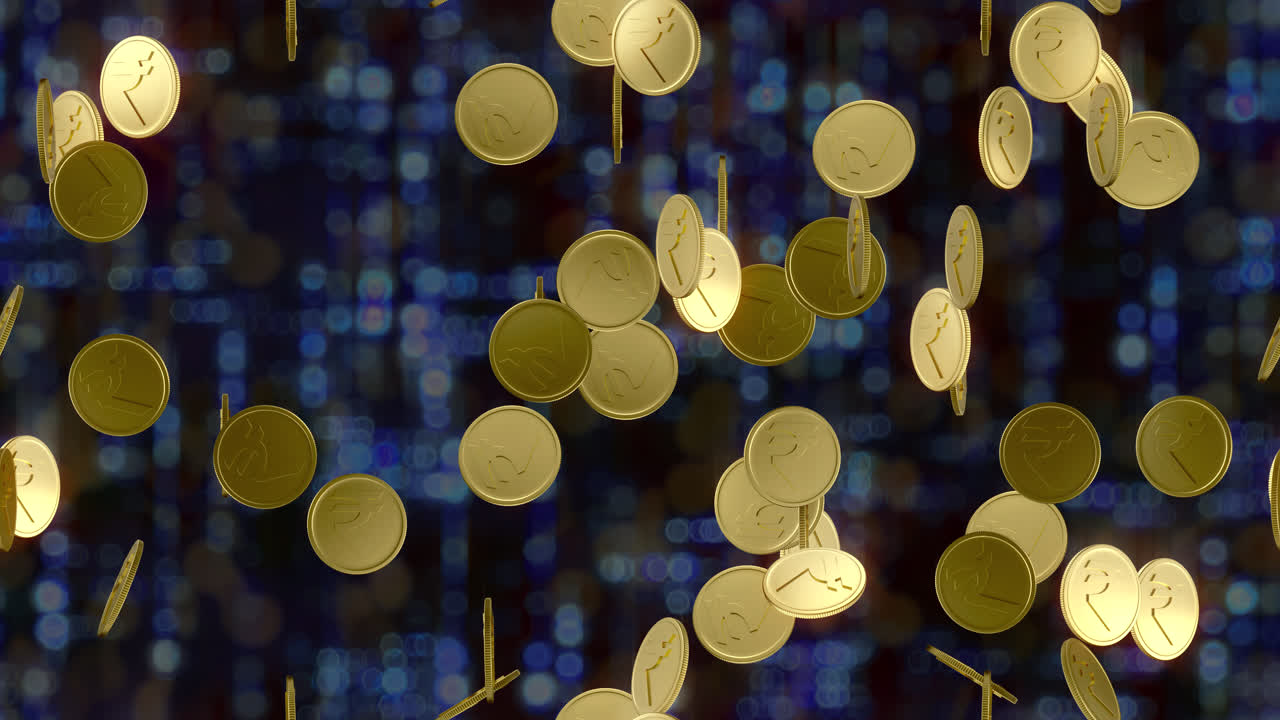 rupias de oro, dinero, fondo, bucle, azulejos y remolino.