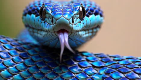 blue viper snake close-up