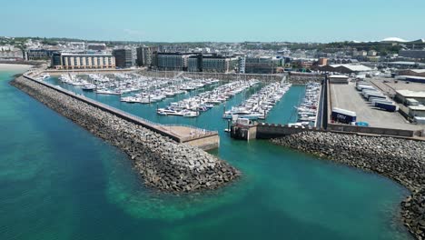 entrance elizabeth marina,jersey channel islands drone,aerial