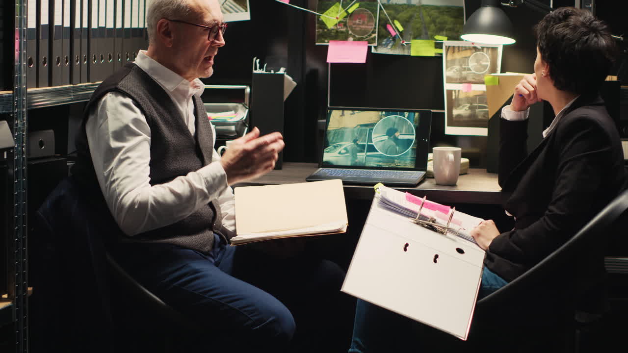 Detectives Reviewing Case Files in Office