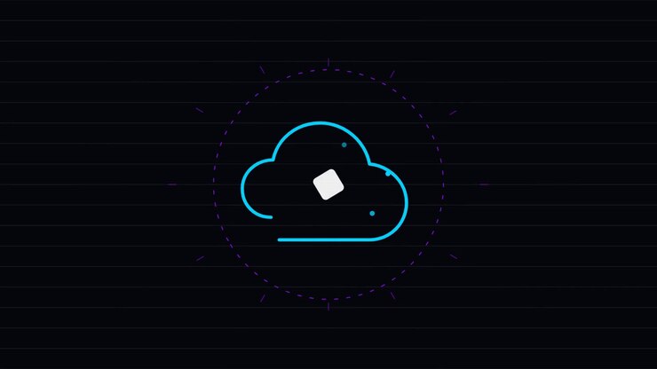 Animated Cloud Icon Loading and Pulsing on Dark Background