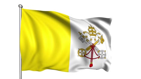 flag of vatican city with fabric structure in the wind (alpha channel, loopable)