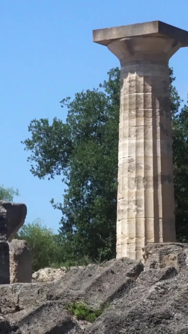 Ancient Greek ruins of the Temple of Zeus in Olympia, Greece
