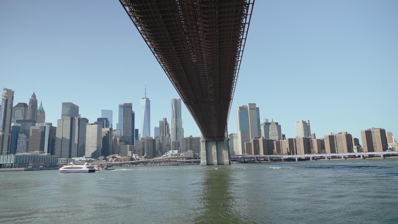 New York City Skyline Under the Brooklyn Bridge