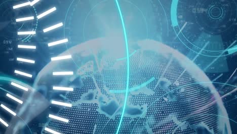 5g escrito en el medio de un círculo futurista y un globo