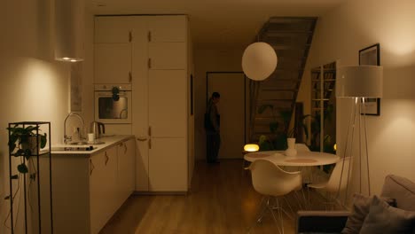 modern apartment interior at night