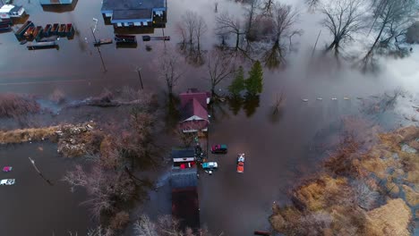 homes destroyed flooding devastation under water global warming earth cinematic drone