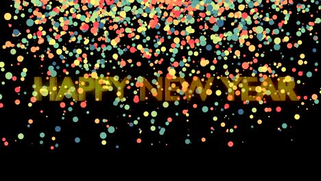 feliz año nuevo con el fondo colorido de la partícula