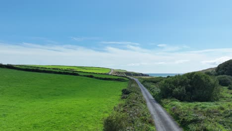 Straße-Zum-Strand-Von-Kilmurrin-Cove-Copper-Coast-Waterford-Irland-Am-Letzten-Sommertag