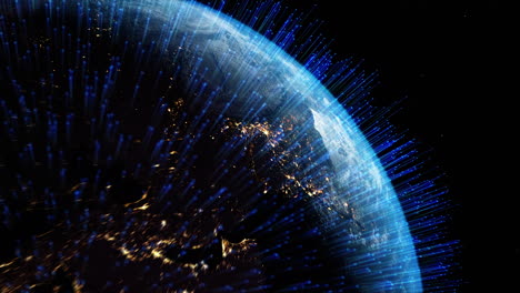 globo terrestre com luzes azuis no espaço