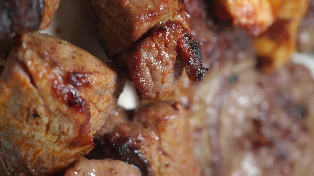 Close-up of Grilled Meat Skewers
