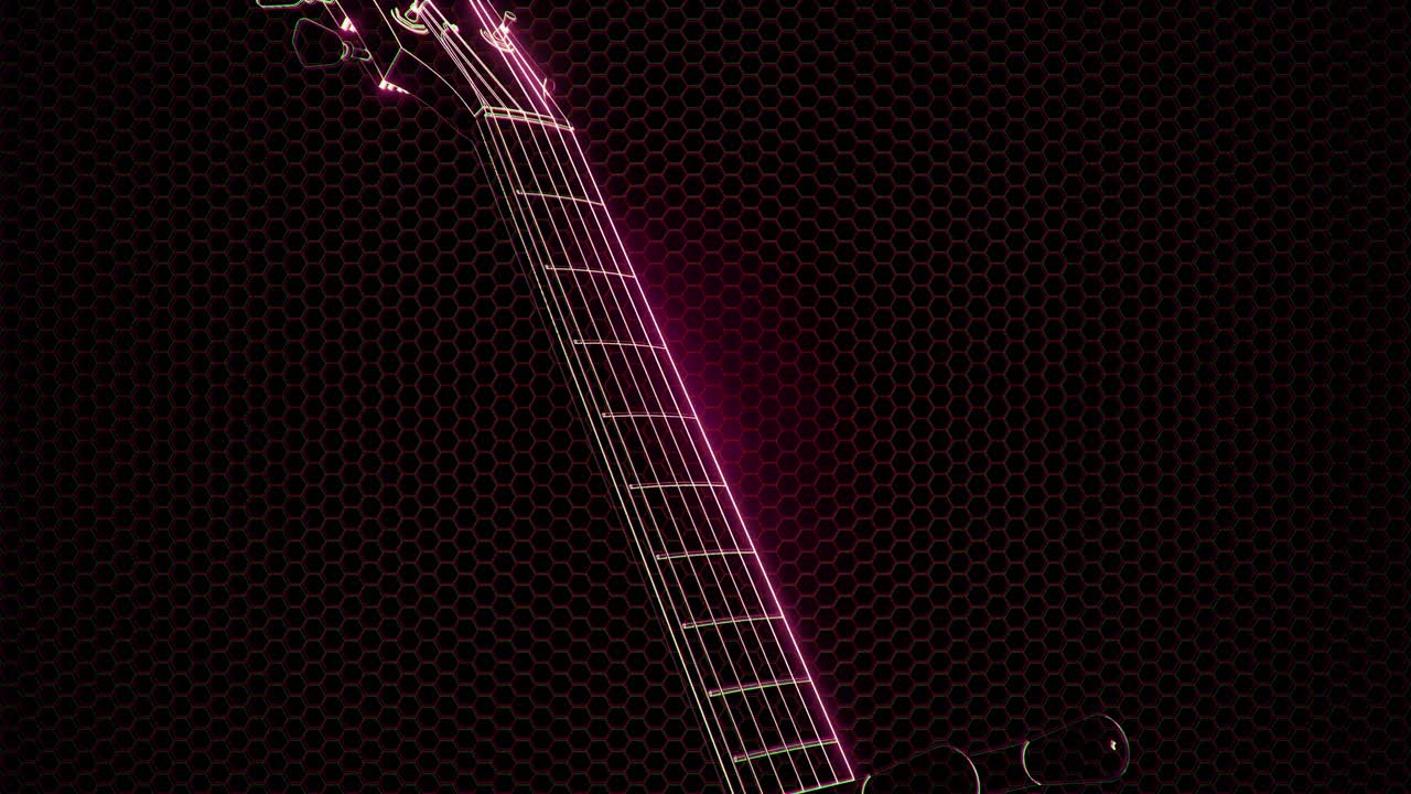 elektrische gitarre im hologramm mit hellen lichtern