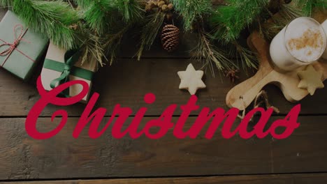 animation of christmas greetings text over christmas decorations