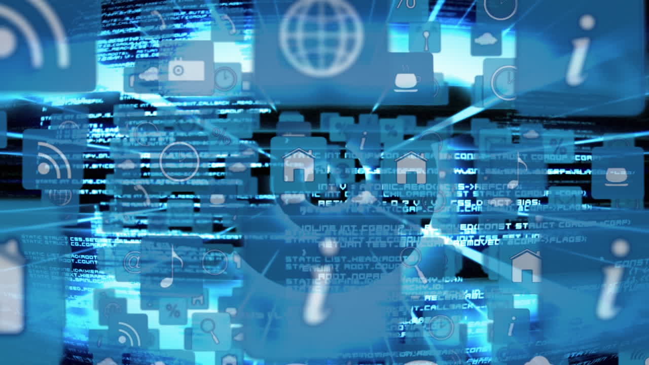 정사각형과 프로그램 코드에 있는 온라인 및 응용 프로그램 아이콘