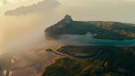sunrise over a stunning coastal bay in thailand